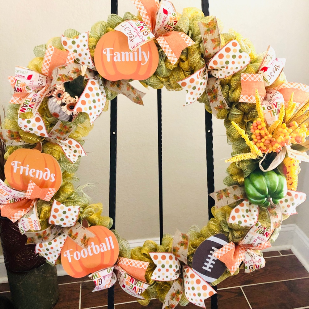 Family Friends and Football Wreath
